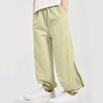 thumbnail image 2 of Lenpel Children's Summer Pants Toddler Boys Girls Summer Casual Elastic Waist Side Mesh Lantern Loose Trousers Baggy Joggers with Pockets, 2 of 3