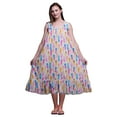 thumbnail image 1 of Bimba Gris Pâle14 Plume Coloré Mi-Mollet Vêtement de Nuit Femme Coton Imprimé Sans Manches Robe de Nuit Maxi XXX-Large, 1 of 6