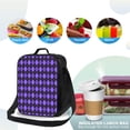 thumbnail image 4 of Honeii purple argyle Print Insulated Lunch Bag, Reusable Lunch Box for Adult, Leakproof Cooler Bag for Work Office Travel Picnic, 4 of 7