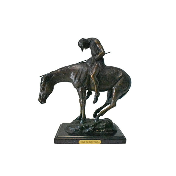 Nifao James Fraser Replica End of the Trail Bronze Statue – Home Decor Sculpture, 15"L x 6"W x 15"H