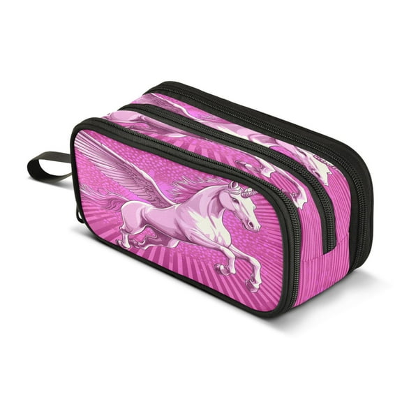 ALAZA Unicorn2 Pencil Case Bag 3 Compartment Pen Pouch Large Storage Holder Box Organizer