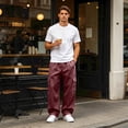 thumbnail image 6 of Resicozy Baggy Sweatpants Men Fall Winter Casual Fleece Wide Leg Drawstring Cargo Sweat Pants Athletic Gym Jogger with Pockets Wine M, 6 of 9