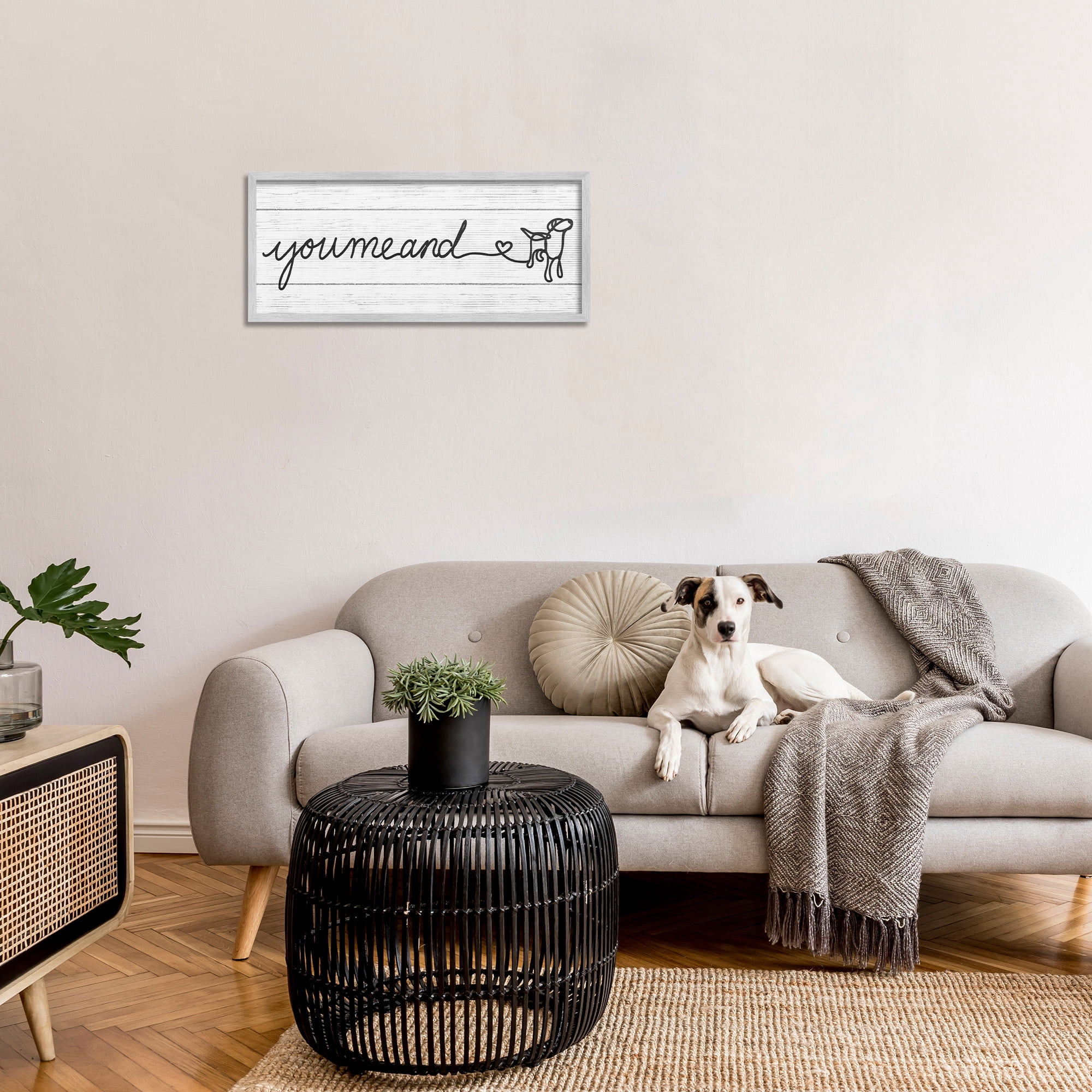 Stupell Industries Country You Me & Dog Typography Painting Gray Framed Art Print Wall Art, 30 x 13