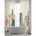 thumbnail image 5 of Sheer Curtains 96 Inches Long 2 Panels, Green Cactus Tropical Plant Flower Rod Pocket Curtain Voile Draperies, Vintage Letter Light Filtering Window Treatment for Living Room Kitchen Bedroom, 5 of 8