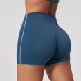 thumbnail image 4 of High Waist Yoga Shorts for Running Gym Fitness Seamless Tight Workout Bottoms with Scrunch Booty Lift and Control, M, Blue, 4 of 6