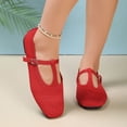 thumbnail image 6 of Willtoo Mary Jane Shoes Women Square Toe Knit Breathable T-Strap Buckle Slip On Walking Shoes Lightweight Comfort Casual Ballet Flats, 6 of 6