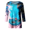thumbnail image 4 of PMUYBHF T-Shirt Imprimé Joyeuses Fêtes Manches 3/4 Col Rond Blouse 3204 TG, 4 of 5