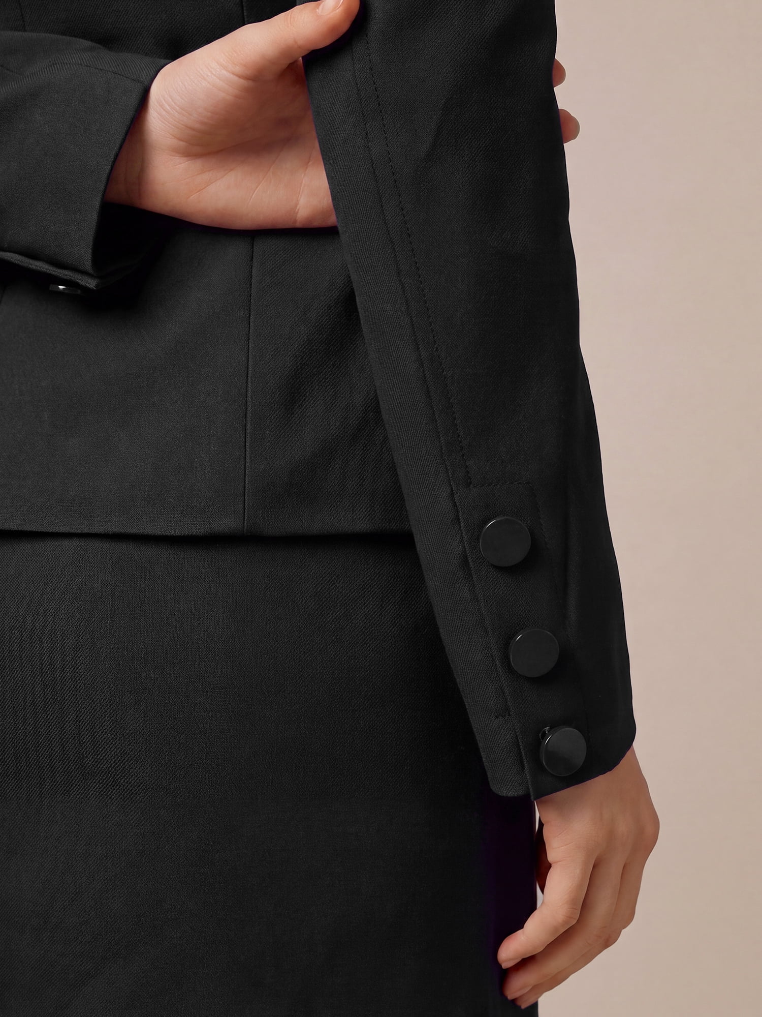 DARING DIVA Women's Blazer Single Breasted Notched Sleeve Slim Fit Jacket Medium Black