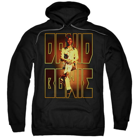 Trevco BOWIE111-AFTH-5 David Bowie Perched-Adult Pull-Over Hoodie, Black -