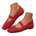 thumbnail image 3 of YLYL Women's Knit Ballet Flats with Elastic Strap Square Toe Comfortable Lightweight Casual Work Dress Mary Jane Shoes, 3 of 9