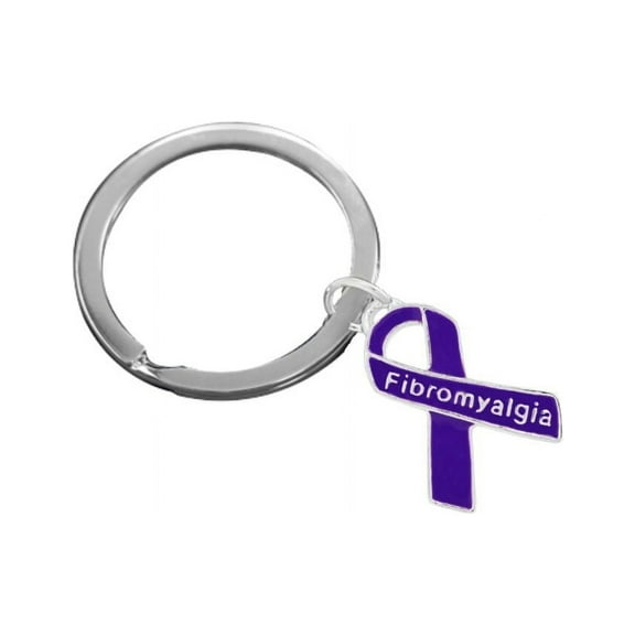 Fibromyalgia Purple Ribbon Awareness Split Style Keychains