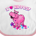 thumbnail image 4 of Inktastic I Love Hippos with Pink Hippo and Flowers Boys or Girls Baby Bib, 4 of 4