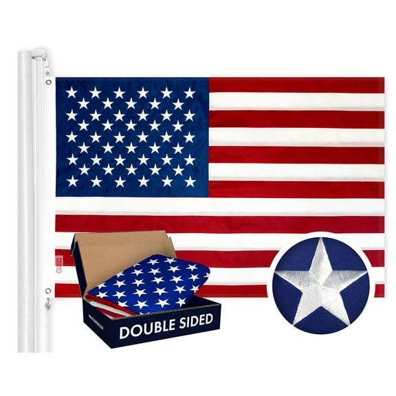 G128 - U.S. American US Flag 3x5 Ft DOUBLE-SIDED Embroidered Stars Sewn Stripes Brass Grommets 210D Quality Polyester