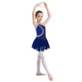 thumbnail image 2 of Xnihocha Kids Girls Sleeveless Rhinestone Shiny Ballet Dress Figure Skating Dress Lyrical Dancewear Dark Blue 14, 2 of 7