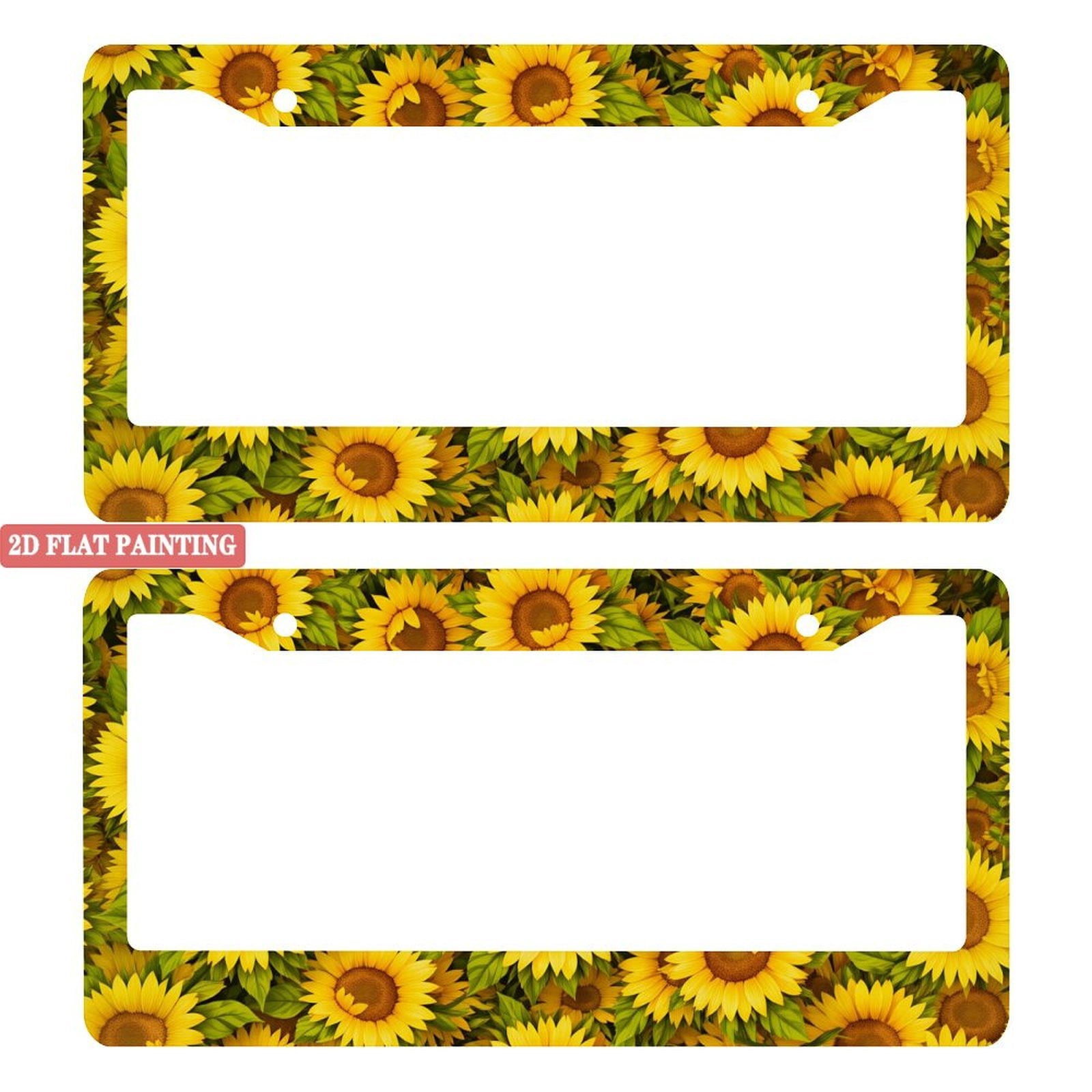 2PC Sunflower License Plate Frame Floral, Cute License Plate Frames for Women, Boho Cottagecore Car Plate Frame, Aesthetic Car Decor, Car Gift  Plate Frame Style 6.3x12.2inch(16x31cm)