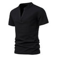 thumbnail image 2 of JTieacloth Mens Button Closure Shirt Mens Fashion Deep V Neck Short Sleeved T Shirt Elastic Bottoming Shirt Small Stand Up In Summer Black L, 2 of 6