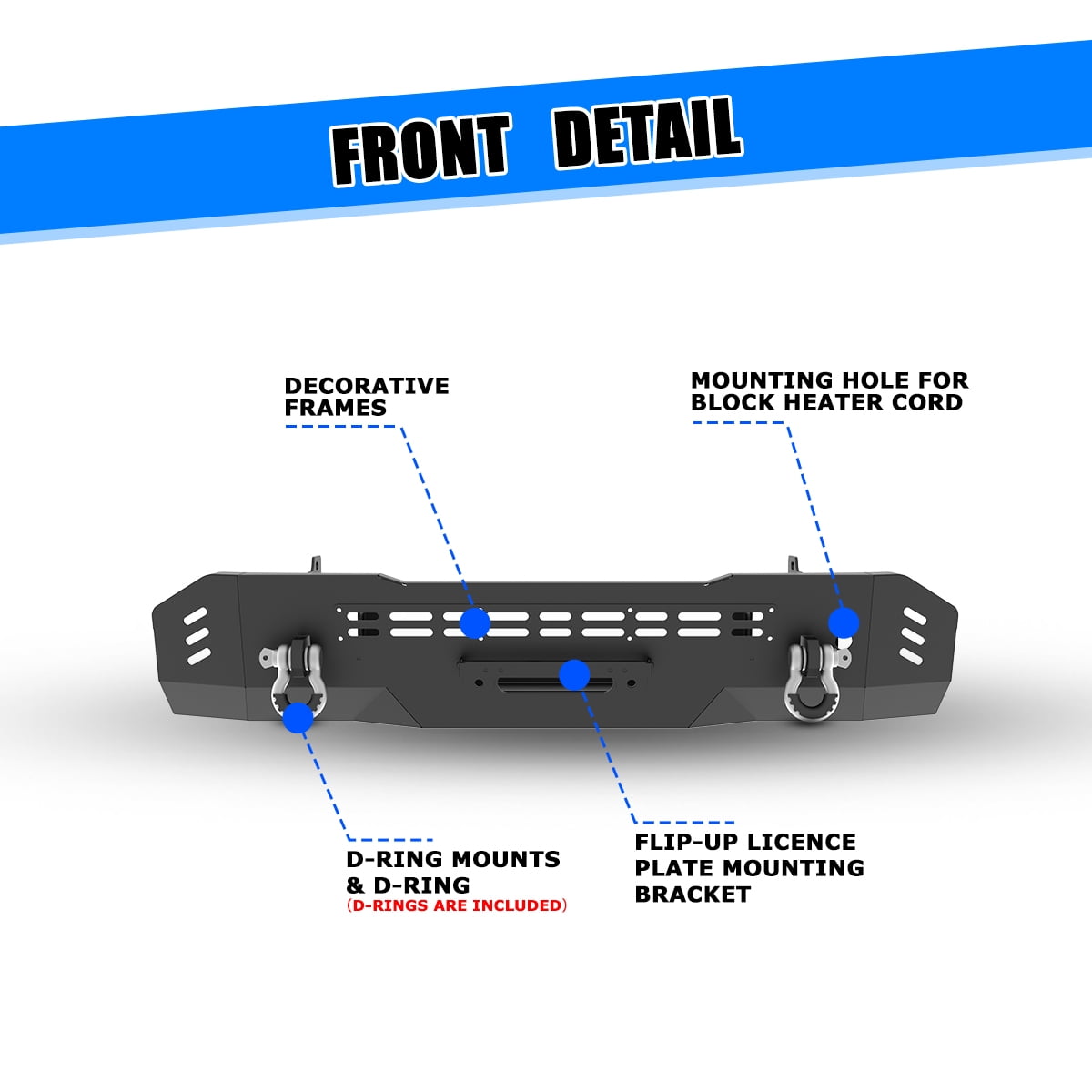 Heavy Duty Steel Front Bumper Fit for 2022 2023 2024 2025 GMC Sierra 1500,Black Powder Coated Front Bumper with Winch Plate