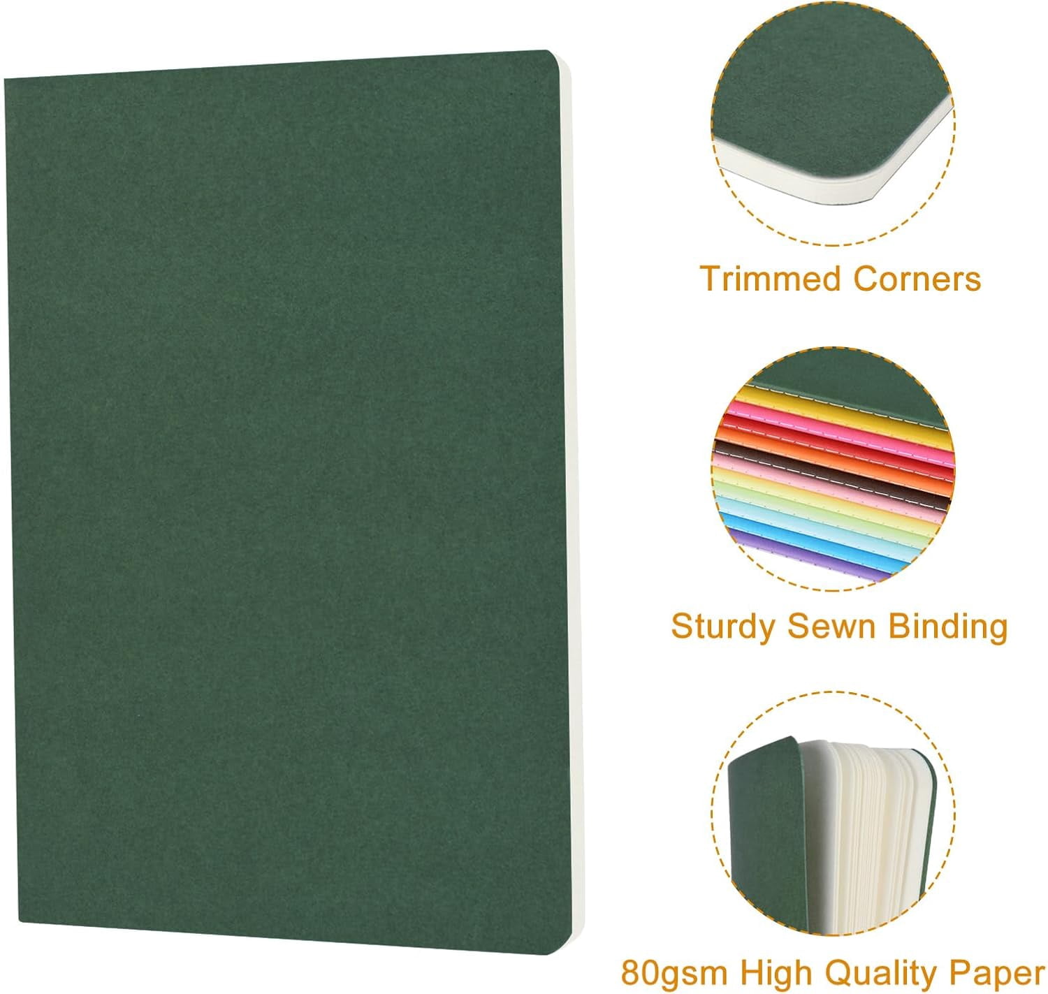 12 Pack Colorful Blank Notebooks Bulk, A5 Journals with Colors, 60 Pages/30 Sheets, 8.3x5.5 Inch, Plain Paper, Travel Writing Journal for Work & School