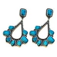 thumbnail image 2 of Jiaroswwei Ladies Faux Turquoise Inlaid Teardrop Drop Stud Earrings Statement Jewelry Gift, 2 of 8