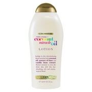 OGX Extra Creamy   Coconut Miracle Oil Ultra Moisture Body Lotion with Vanilla Bean, Fast-Absorbing Body Lotion for All Skin Types, Paraben-Free and Sulfated-Surfactants Free, 19.5 fl. oz