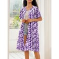 thumbnail image 4 of Avidlove Women Button Down Nightgown Short Sleeve House Coat with Pocket Print Sleepwear House Dress, 4 of 5