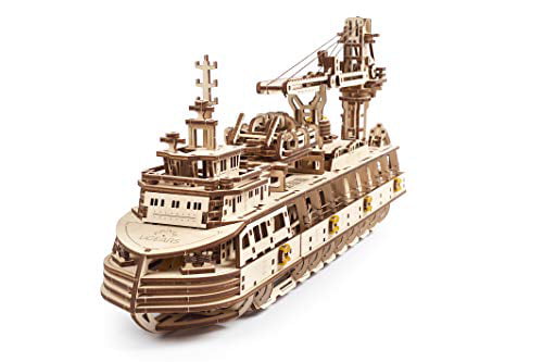 Mechanical UGEARS wooden 3D puzzle Model Research Vessel Construction Set 