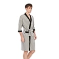 thumbnail image 3 of MintLimit Men's Robe Lightweight Robe 3/4 Sleeves and 2 Pockets Knee Length Bathrobe Soft Sleepwear Loungewear Pajamas Gray S, 3 of 6