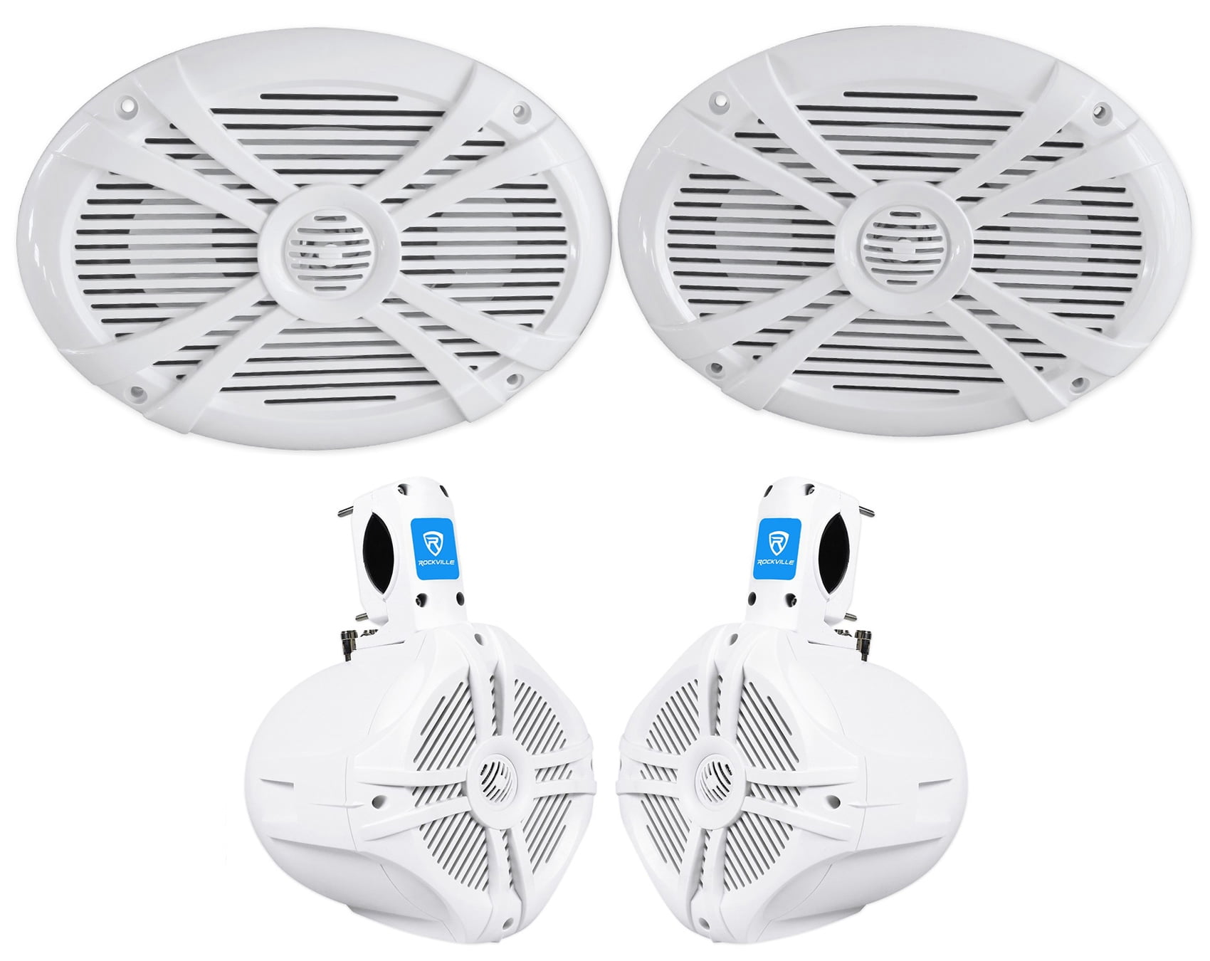 (2) Rockville RMSTS69W 6x9 1000w Waterproof Marine Boat Speakers+(2