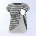 thumbnail image 2 of IROINNID On Sale Nursing Tops for Women Solid Color Stripe Print Short Sleeve Maternity Breastfeeding Clothe Top,White, 2 of 6