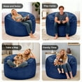thumbnail image 6 of Congermom Bean Bag Chair Stuffed Memory Foam for Adults & Kids with Velvet Ultra Soft Fur 3FT，Blue, 6 of 6