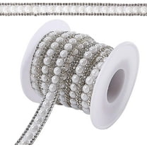 4 Yards 10mm Rhinestone Trim Applique 2 Rows Crystal Beaded Chain White Pearl Banding Diamond Inlaid Fringe Rhinetones Trim DIY