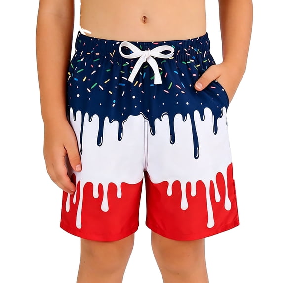 Tisuna Ice Print Boys' Athletic Shorts For Kids Elastic Waist Straight Leg Shorty Lightweight Soft Teen Youth Kids Soccer Shorts Navy2 Size 3-4 Years
