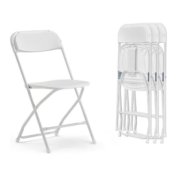 Folding Chairs 4 Pack, 550LBS Capacity Heavy Duty Plastic Folding Chairs with Reinforced Steel Frame, Portable Chair for Indoor and Outdoor, Wedding, Party, Office, White