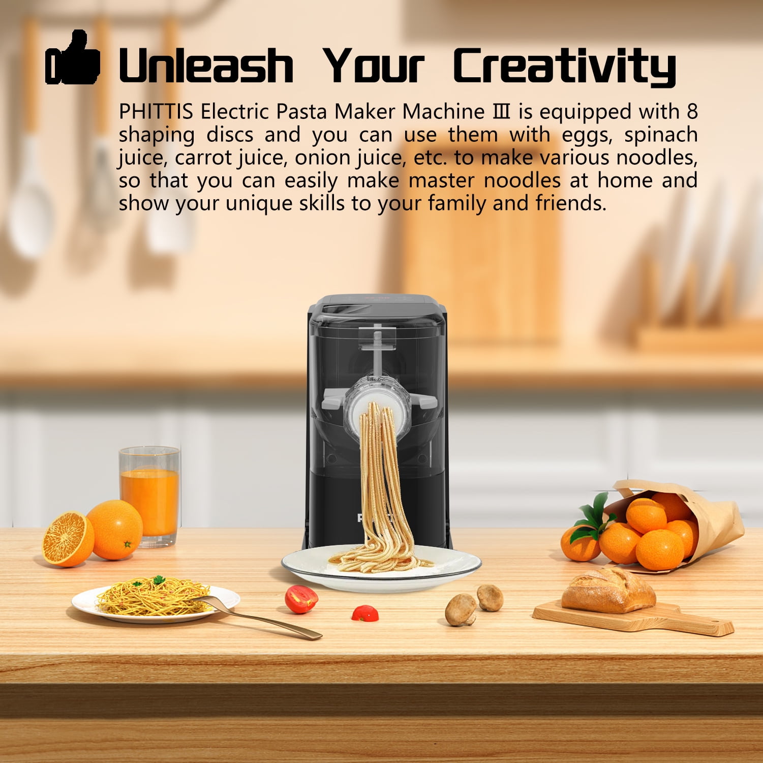 PHITTIS Professional Automatic Pasta Makers, Dishwasher Safe
