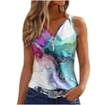 thumbnail image 2 of Aloohaidyvio Tops for Women,Womens Tank Summer Printed Buttons Sleeveless V-Neck Casual Blouse Button Tunic Tops, 2 of 5