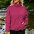 thumbnail image 2 of BAVIRRA Women Water Resistant Windproof Oversized Collared Zip Up Cropped Windbreaker with Elastic Cuffs & Hem, 2 of 7