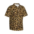 thumbnail image 3 of Xecao Gold Glitter Leopard print Hawaiian shirt - a stylish short-sleeve button-down for men, perfect for casual beach and tropical outings., 3 of 9