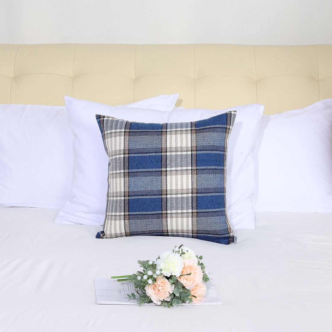 Unique Bargains Soft Plaid Decorative Throw Pillow Cover 18" x 18" #8