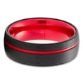 thumbnail image 2 of Red Tungsten Wedding Ring,8mm Black Tungsten Ring,Engagement Ring,Red Tungsten Ring,Dome Wedding Ring,Comfort Fit Ring, 2 of 4