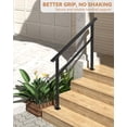 thumbnail image 5 of YUSAZENS 2 Pack 3 Step Outdoor Step Railing, Aluminum Alloy Handrail with Iron Support Column, Glossy Black Finish, Full Installation Accessories, 5 of 5