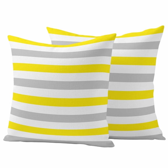 Yellow Grey Outdoor Waterproof Pillow Covers, Farmhouse Watercolor Modern Geometric Decorative Square Throw Pillowcase Sofa Cushion Sham for Patio/Couch/Chair, 20"x20" 2 Pack
