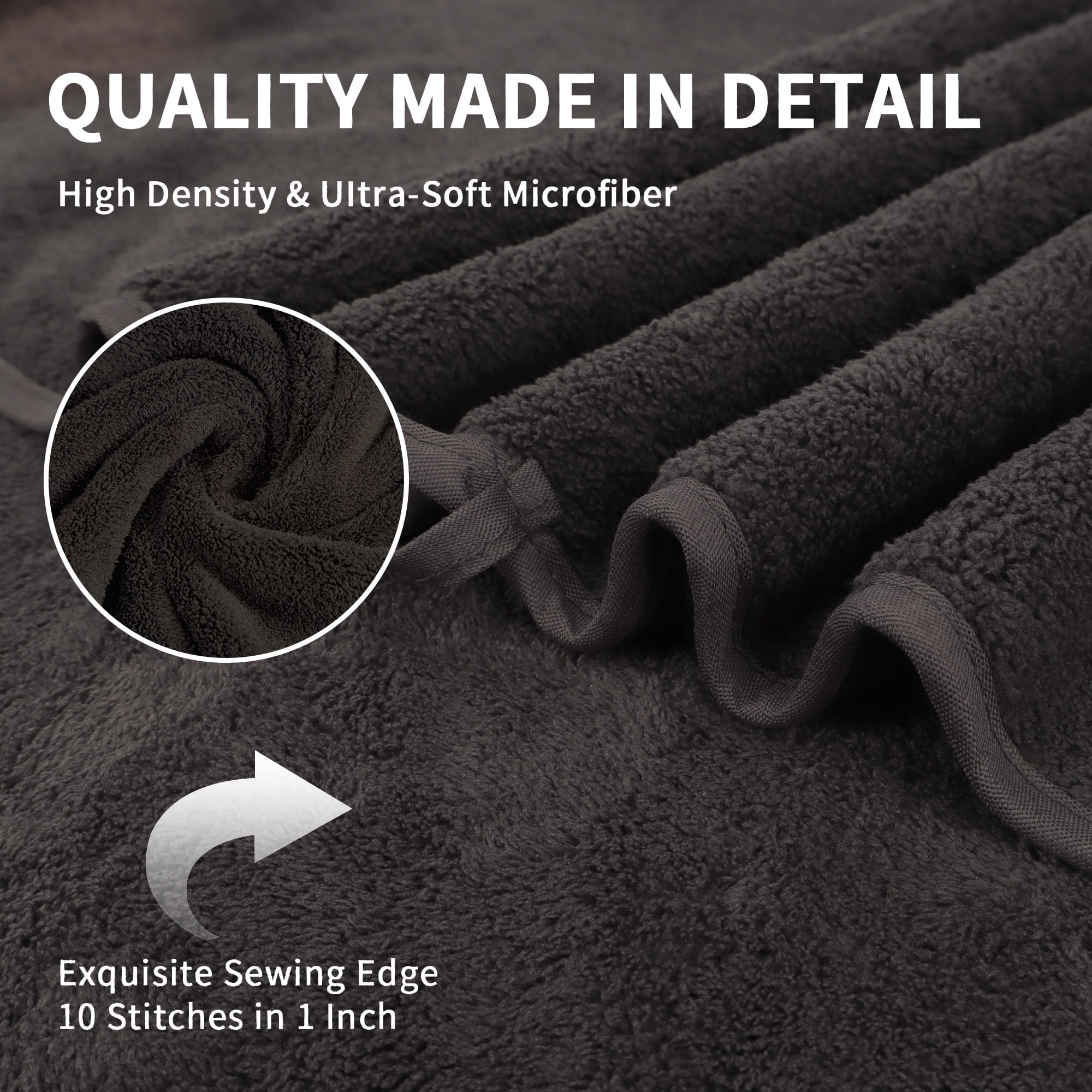 Beartech 6 Pack Bath Towel Set,Microfiber Towel Set,2 Bath Sheet,2 Hand Towel,2 Washcloth,Ultra Soft & Quickly Dry Bathroom Towel Set,Plush Highly Absorbent Shower Towel For Hotel Spa-Black Brown