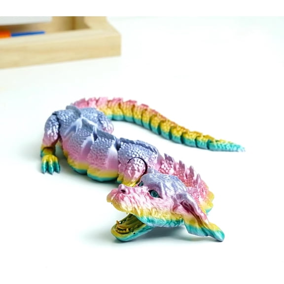 BANPIWOLG 3D Printed Doghead Dragon Model，Flexible Animals Toy Statue,Movable Joints,Home Office Decor,Festival Gifts toco,Fidget Toys, Executive Desk Animals Toy (Random Rainbow Colors)