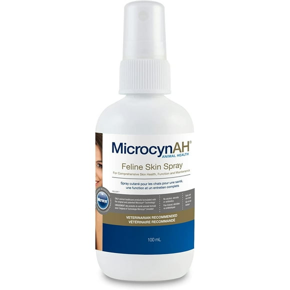 MicrocynAH Spray pour la Peau et les Plaies pour Chats - Spécialement Formulé pour les Animaux de Compagnie Félins - Parfait pour la Trousse de Premiers Soins pour Chats - 100 mL