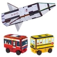 thumbnail image 1 of Building Blocks PicassoTiles Magnet 3 en 1, cohete, autobús escolar, tren, 1 of 9
