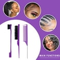 thumbnail image 5 of 3 Pieces Hair Styling Comb Set Teasing Hair Brush Rat Tail Comb Edge Brush for Edge&Back Brushing, Combing, Slicking Hair for Women (Purple), 5 of 5