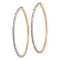 thumbnail image 2 of 14k Rose Gold Diamond Fascination Round Hinged Hoop Earrings, 2 of 3