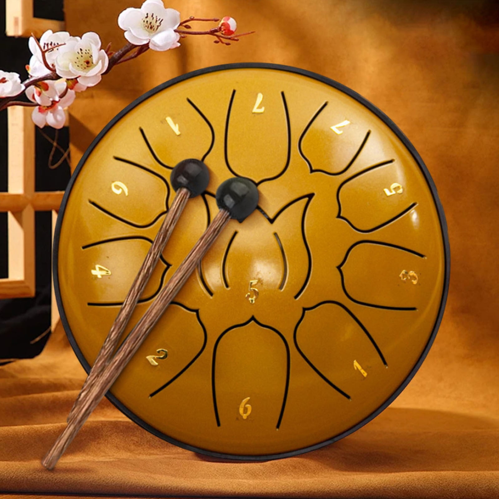 JGJJUGN 6-Inch 11 Tone Hand Drum Forget Worry Drum Portable Carbon Steel Musical Instrument for Stress Relief and Relaxation