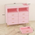 thumbnail image 6 of TROPOW Dresser for Bedroom with LED Lights and Power Outlet, Baby Changing Table Dresser with 6 Drawers, 2 Open Storage Shelves, Baby Dresser with Changing Table Top, Pink, 6 of 8