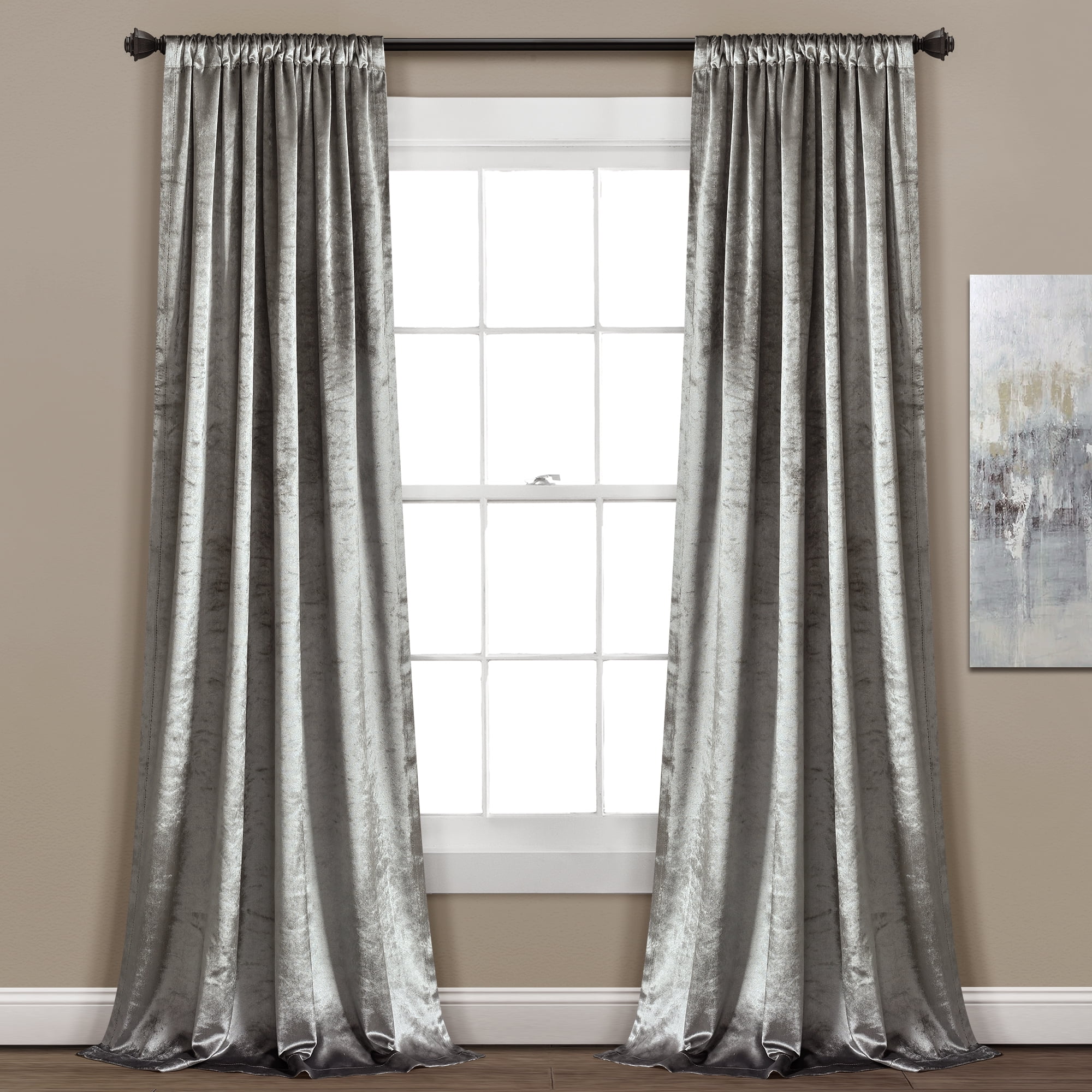 Lush Decor Velvet Dream 84" x 40" Solid Silver 100% Polyester 3" Rod